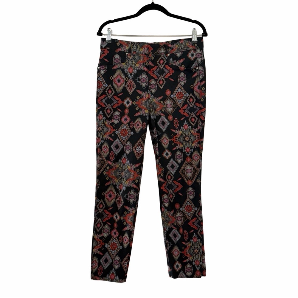 ZARA Mid Rise Black Batik Slim Cotton Bohemian Denim Pants Sz M - Picture 4 of 6